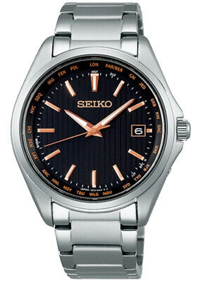 Pre-owned Seiko Selection Sbtm293 Black Titanium Pink Gold Solar Men's Watch In Box