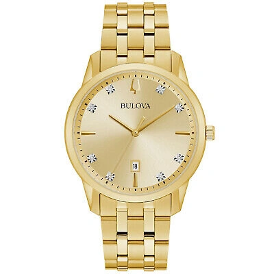 Pre-owned Bulova Men's Sutton Gold Dial Watch - 97d123