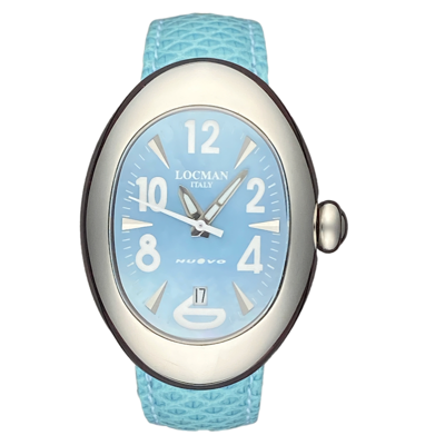 Pre-owned Locman Ladies  Nuovo Mother-of-pearl Sapphire Quartz Blue Watch Ref 020, 33x46mm