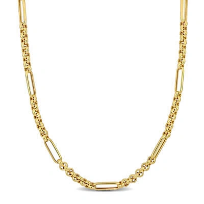 Pre-owned Amour 5.3mm Mm Rolo Station Link Necklace In 14k Yellow Gold, 24 In