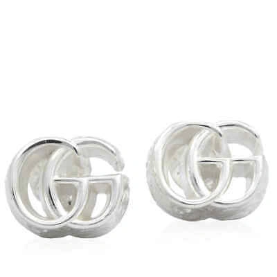 Pre-owned Gucci Sterling Silver Gg Marmont Logo Earrings - Ybd770758001
