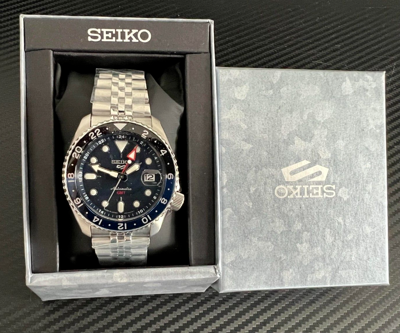 Pre-owned Seiko 5 Sports Skx Sports Style Gmt Auto Japan Blue Black Dial Ssk003-new
