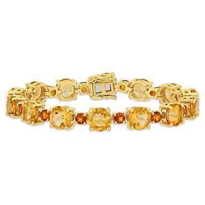 Pre-owned Amour 29 3/8 Ct Tgw Citrine And Madeira Citrine Tennis Bracelet In Yellow Plated In Check Description
