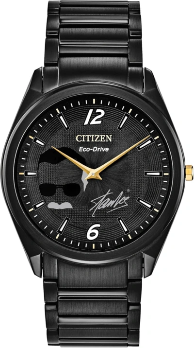 Pre-owned Citizen Eco-drive Men's Stan Lee Black Ip Stainless Steel Watch Ar3077-56w