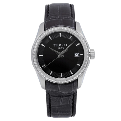 Pre-owned Tissot Couturier 32mm Steel Black Dial Diamond Ladies Watch T035.210.66.051.00