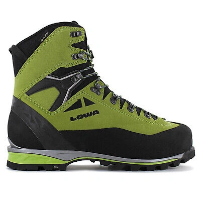 Pre-owned Lowa Mens Boots Alpine Expert Ii Gtx Outdoor Lace Up Ankle Suede Textile In Lime Black