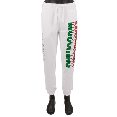 Pre-owned Moschino Couture Italian Flag Logo Joggers Sweatpants Pants Trousers 13407 In White