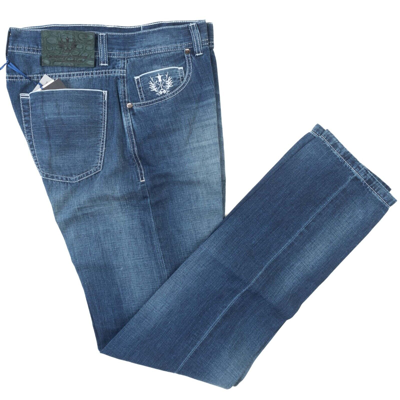 Pre-owned Stefano Ricci 849€ Scissor Scriptor Selvedge Co Jeans Us:33 Eu:49 Augusto Blue Denim Pants