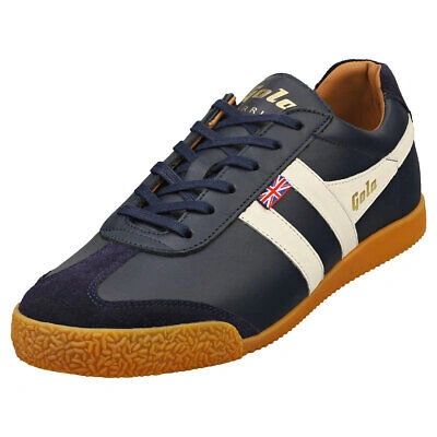 Pre-owned Gola Harrier Elite Made In England Mens Navy Off White Classic Sneakers - 9 Us