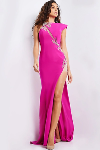 Pre-owned Jovani 37342 Evening Dress Lowest Price Guarantee Authentic In Fuschia