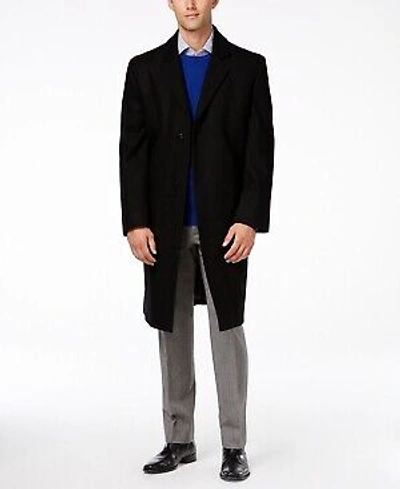 Pre-owned London Fog Black Men's Signature Wool-blend Overcoat, Us 40r