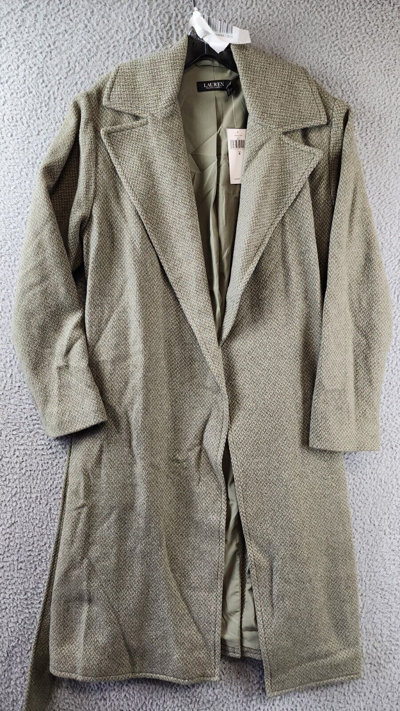 Pre-owned Lauren Ralph Lauren Wool Tweed Wrap Coat Women's 6 Light Truffle Multi L/s