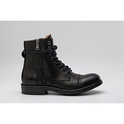 Pre-owned Replay Mens Packphim Boot Brogue Boots In 003 Black