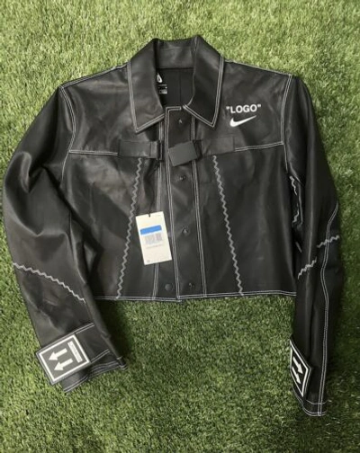 Pre-owned Nike Off-white X  X Serena Williams Leather Wmns Jacket - Size Medium In Black