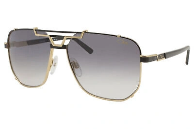 Pre-owned Cazal 9090 001 Sunglasses Men's Black-gold/grey Gradient Lenses Pilot 59mm In Gray