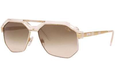 Pre-owned Cazal 9092 004 Sunglasses Men's Gold-transparent/brown Gradient Lens Round 62mm