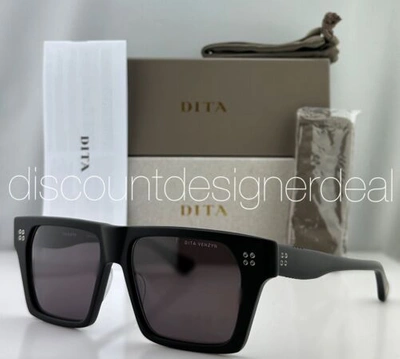 Pre-owned Dita Venzyn Square Sunglasses Dts720-a-03 Matte Black Frame Gray Ar Lenses 56mm