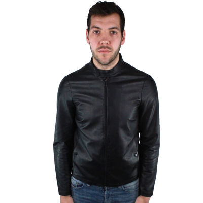 Pre-owned Emporio Armani Black Leather Jacket