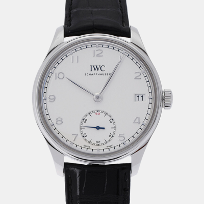 Pre-owned Iwc Schaffhausen Silver Stainless Steel Portugieser Iw510203 Hand Winding Men's Wristwatch 43 Mm