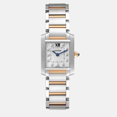 Pre-owned Cartier Tank Francaise Steel Rose Gold Diamond Ladies Watch We110004 In Silver