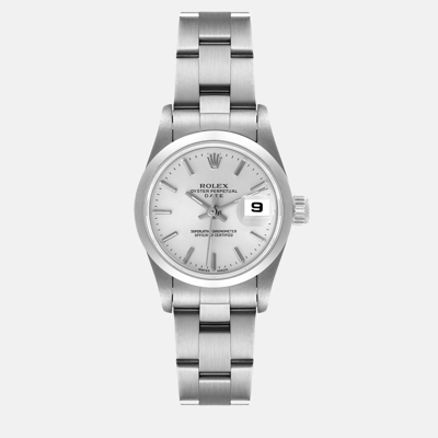 Pre-owned Rolex Date Silver Dial Oyster Bracelet Steel Ladies Watch 79160 26 Mm