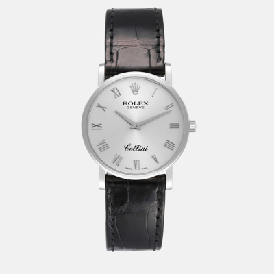 Pre-owned Rolex Cellini Classic White Gold Silver Dial Men's Watch 5115 31.8 X 5.5 Mm