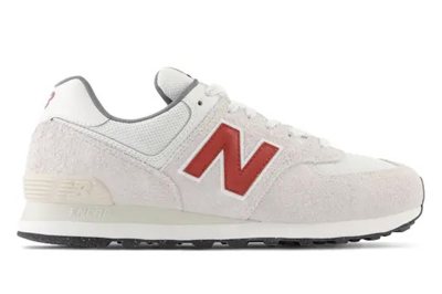 Pre-owned New Balance 574 White Red Grey In White/red