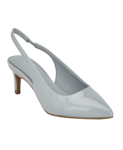 Calvin Klein Women's Dainty Pointy Toe Slingback Pumps In Light Blue Patent