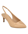 Calvin Klein Dainty Kitten Heel Pointed Toe Slingback Pump In Light Natural Patent