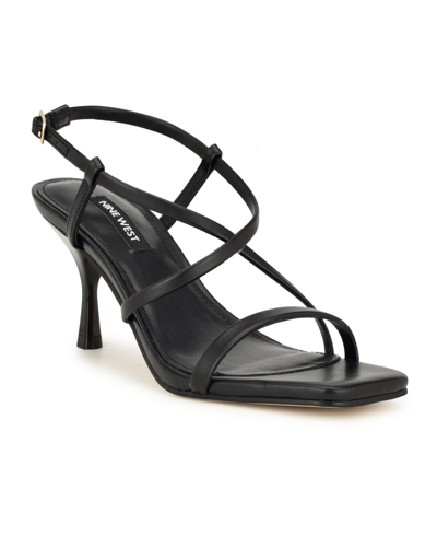 Nine West Women's Haya Strappy Square Toe Dress Sandals In Black