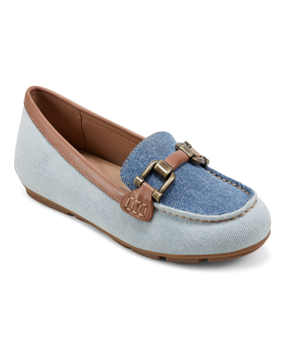 Easy Spirit Women's Megan Slip-on Round Toe Casual Loafers In Blue Denim Multi - Leather Or Textile