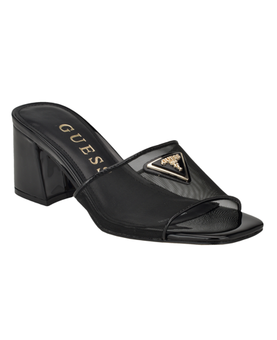 Guess Women's Gables Block Heel Slip On One Band Sandals In Black