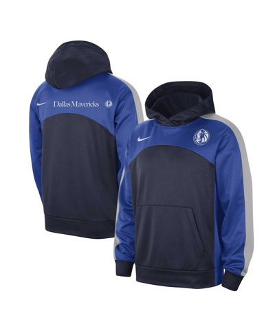 NIKE MEN'S NIKE NAVY, BLUE DALLAS MAVERICKS AUTHENTIC STARTING FIVE FORCE PERFORMANCE PULLOVER HOODIE