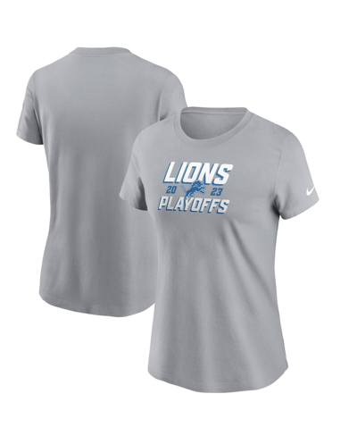 Nike Women's  Gray Detroit Lions 2023 Nfl Playoffs Iconic T-shirt