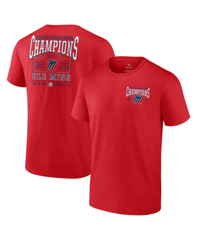 Fanatics Men's  Red Ole Miss Rebels 2023 Peach Bowl Champions Score T-shirt