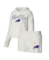 Concepts Sport Women's  White Buffalo Bills Fluffy Pullover Sweatshirt Shorts Sleep Set In White