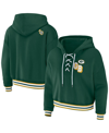 Wear By Erin Andrews Green Green Bay Packers Lace-up Pullover Hoodie In Green