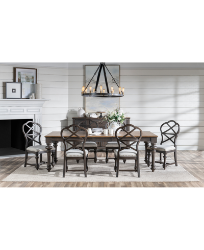 Macy's Mandeville 7pc Dining Set (rectangular Table + 6 X-back Chairs) In Brown