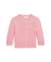 POLO RALPH LAUREN BABY GIRLS MINI-CABLE COTTON CARDIGAN SWEATER