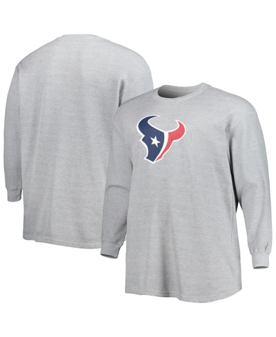 Fanatics Men's Heather Gray Houston Texans Big And Tall Waffle-knit Thermal Long Sleeve T-shirt