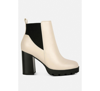 London Rag Bolt Block Heeled Chelsea Boots In Beige