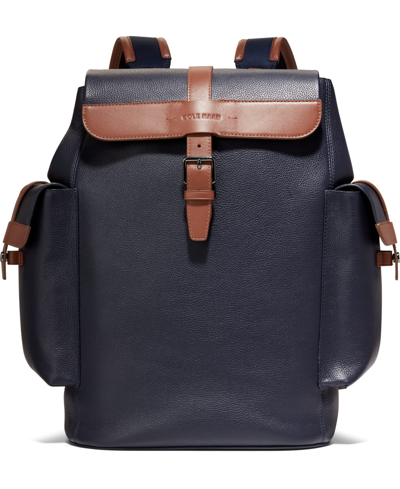 Cole Haan Triboro Large Leather Rucksack Bag In Navy Blazer,new British Tan
