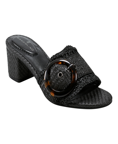 BANDOLINO WOMEN'S ANNI RAFFIA CROCHET BLOCK HEEL SANDALS