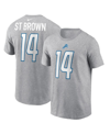 NIKE MEN'S NIKE AMON-RA ST. BROWN GRAY DETROIT LIONS PLAYER NAME AND NUMBER T-SHIRT