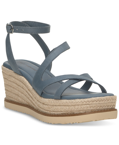 Lucky Brand Women's Carolie Strappy Espadrille Wedge Sandals In Natural Blue Leather