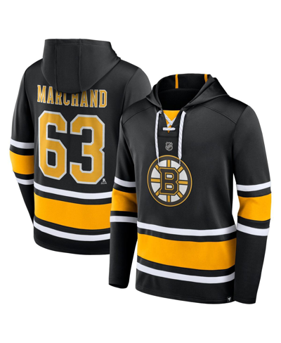 Fanatics Men's  Brad Marchand Black Boston Bruins Name And Number Lace-up Pullover Hoodie