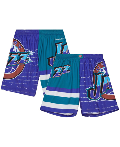 Mitchell & Ness Men's  Purple, Turquoise Utah Jazz Jumbotron 3.0 Shorts In Purple,turquoise