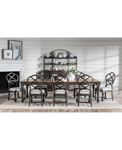 Macy's Mandeville 9pc Dining Set (rectangular Table + 8 X-back Chairs) In Brown