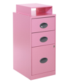 Osp Home Furnishings Office Star 27.75" 3 Drawer Locking Metal File Cabinet In Pink