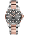 Longines Men's Swiss Automatic Hydroconquest Two-tone Stainless Steel Bracelet Watch 41mm In Grey